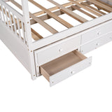 Full size Wooden House Bed with Trundle and 3 Storage Drawers-White - Home Elegance USA