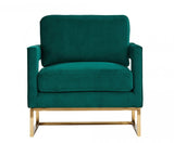 Modrest Edna Modern Teal Velvet & Gold Accent Chair - Home Elegance USA