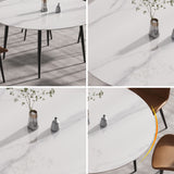 53.15"Modern man - made stone round black metal dining table - position for 6 people - W1535S00001 - image - 8