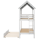 House Bunk Bed with Trundle,Roof and Windows,White(OLD SKU:GX000705AAK) - Home Elegance USA