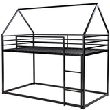 Twin over Twin House Bunk Bed with Built-in Ladder,Black - Home Elegance USA