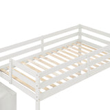 Loft bed with staircase , White - Home Elegance USA