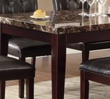 Espresso Finish 5pc Dining Set Faux Marble Top Table Button-Tufted 4 Side Chairs Casual Transitional Dining Furniture - Home Elegance USA
