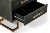 Vig Furniture Modrest Howard - Modern Shagreen Grey Leatherette & Gold Nightstand