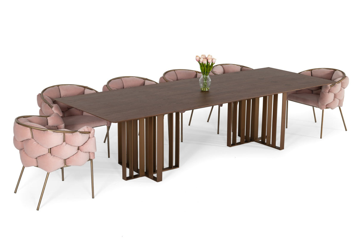 Vig Furniture Modrest Livia - Modern Wenge & Gold Stainless Steel Dining Table