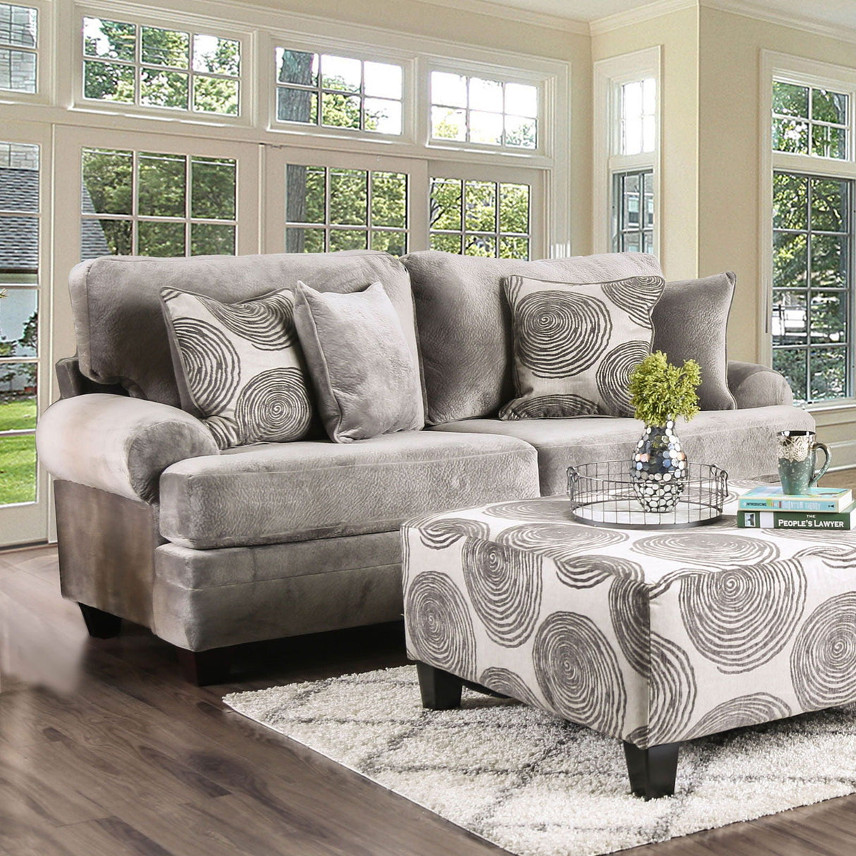 Bonaventura - Sofa & Loveseat - Gray / Pattern | Home Elegance USA