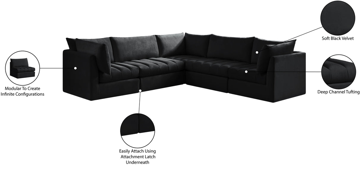 Jacob - Modular Sectional 5 Piece - Black - Fabric - Home Elegance USA