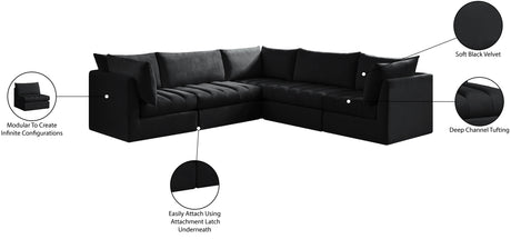 Jacob - Modular Sectional 5 Piece - Black - Fabric - Home Elegance USA