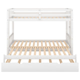 Twin over Pull-out Bunk Bed with Trundle, White - Home Elegance USA