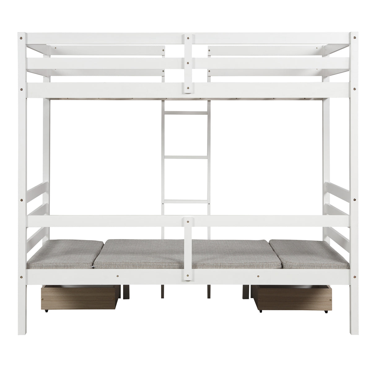 Functional Loft Bed (turn into upper bed and down desk，cushion sets are free),Twin Size,White - Home Elegance USA