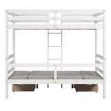 Functional Loft Bed (turn into upper bed and down desk，cushion sets are free),Twin Size,White - Home Elegance USA