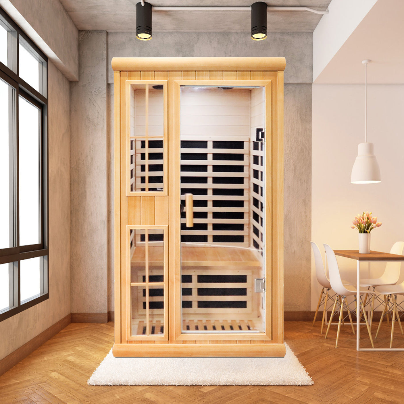 Far infrared sauna double room with Bluetooth audio app control