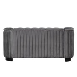 64" Velvet Upholstered Loveseat Sofa,Modern Loveseat Sofa with Thick Removable Seat Cushion,2 - Person Loveseat Sofa Couch for Living Room,Bedroom,or Small Space,Gray | Home Elegance USA