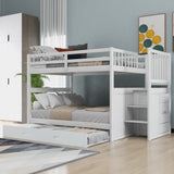 Full Over Full Bunk Bed with Twin Size Trundle (White) - Home Elegance USA