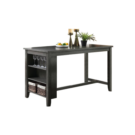 Rectangle Wooden Counter Height Dining Table with Storage in Black - Home Elegance USA