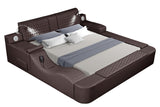 Zoya Smart Multifunctional King Size Bed Made with Wood in Brown - Home Elegance USA