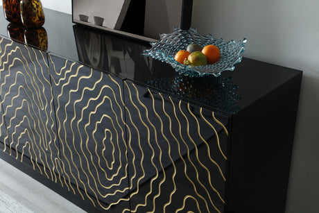 Vig Furniture Modrest Jonah- Modern Black and Gold Buffet