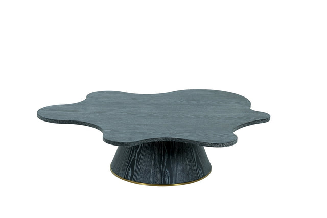 Vig Furniture Modrest Gabbro Low - Glam Black Wood and Gold Coffee Table