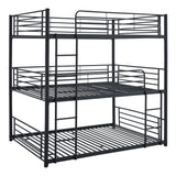 Full-Full-Full Metal  Triple Bed  with Built-in Ladder, Divided into Three Separate Beds,Black - Home Elegance USA