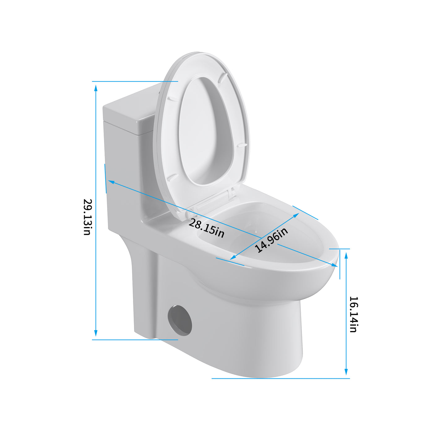 1.1/1.6 GPF Dual Flush Elongated One-Piece Toilet Floor Mount