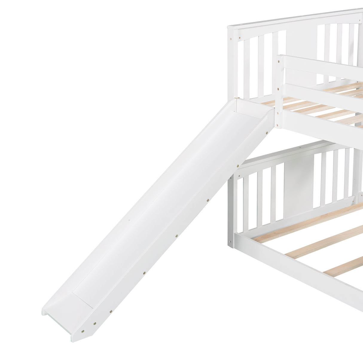 Twin Over Twin Bunk Bed with Slide and Ladder, White (Old SKU：LP000108AAK) - Home Elegance USA