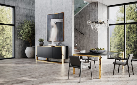 Vig Furniture Modrest Fauna - Modern Wenge and Brass Dining Table
