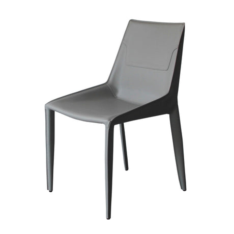 Vig Furniture Modrest Halo - Modern Light Grey Saddle Leather Dining Chair Set of Two