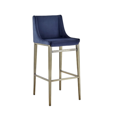 Vig Furniture Modrest Mimi - Contemporary Blue Velvet + Brass Counter Stool Set of 2