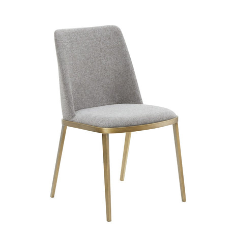 Vig Furniture Modrest Brent- Contemporary Light Grey Fabric + Brass Dining Chair Set of 2