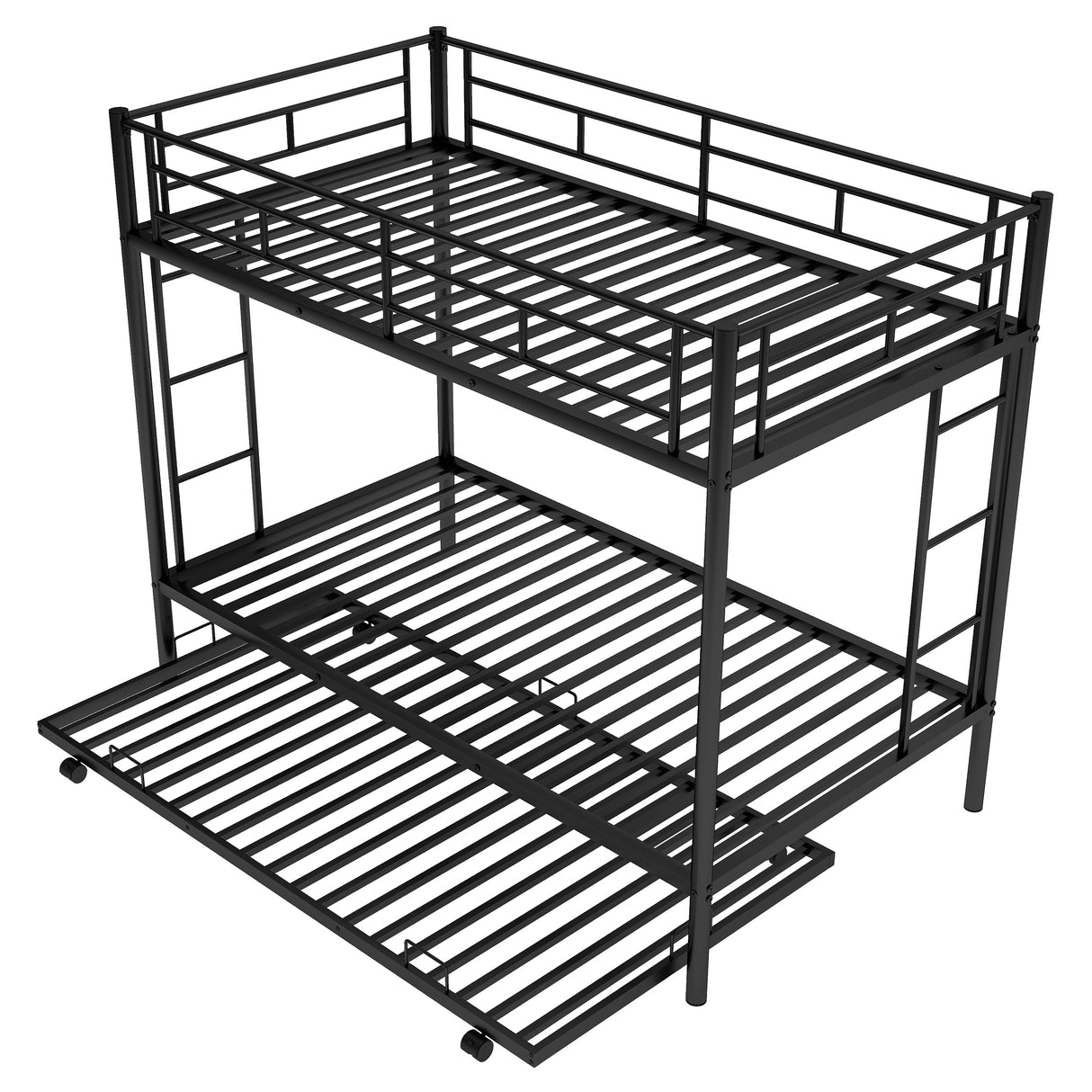 Twin over Twin Bunk Bed with Trundle, Black(OLD SKU:MF192387AAB) - Home Elegance USA