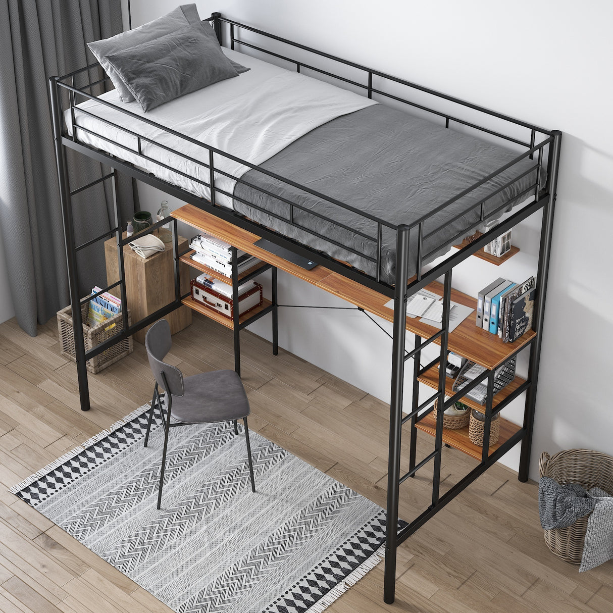 Metal Bunk Bed WIth Sandalwood