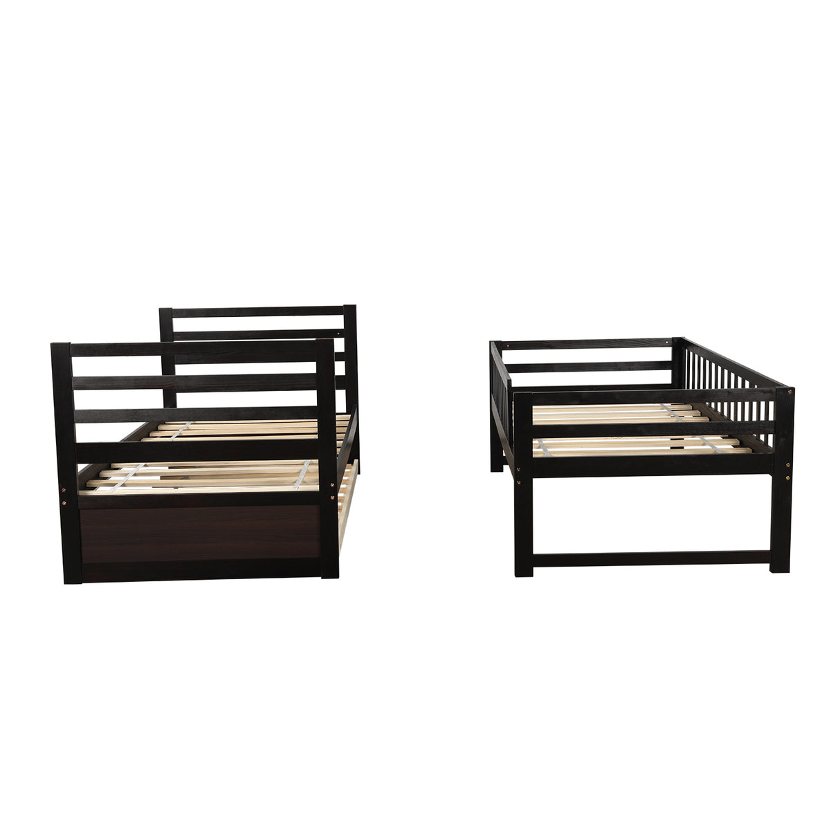 Orisfur. Twin Bunk Beds for Kids with Safety Rail and Movable Trundle bed - Home Elegance USA