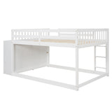 Full over Full Bunk Bed with 4 Drawers and 3 Shelves-White - Home Elegance USA