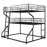 Full XL over Twin XL over Queen Size Triple Bunk Bed with Long and Short Ladder,Black - Home Elegance USA