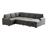 Selene Dark Gray Linen Fabric Sleeper Sectional Sofa with Storage Chaise - Home Elegance USA