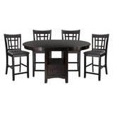 Traditional Design Dark Cherry Finish Counter Height Dining Set 5pc Table w Extension Leaf and 4 Counter Height Chairs - Home Elegance USA