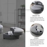 [Video] Welike Swivel Accent Barrel Modern Dark Grey Sofa Lounge Club Big Round Chair with Storage Ottoman Linen Fabric for Living Room Hotel with Pillows,2PCS. Home Elegance USA