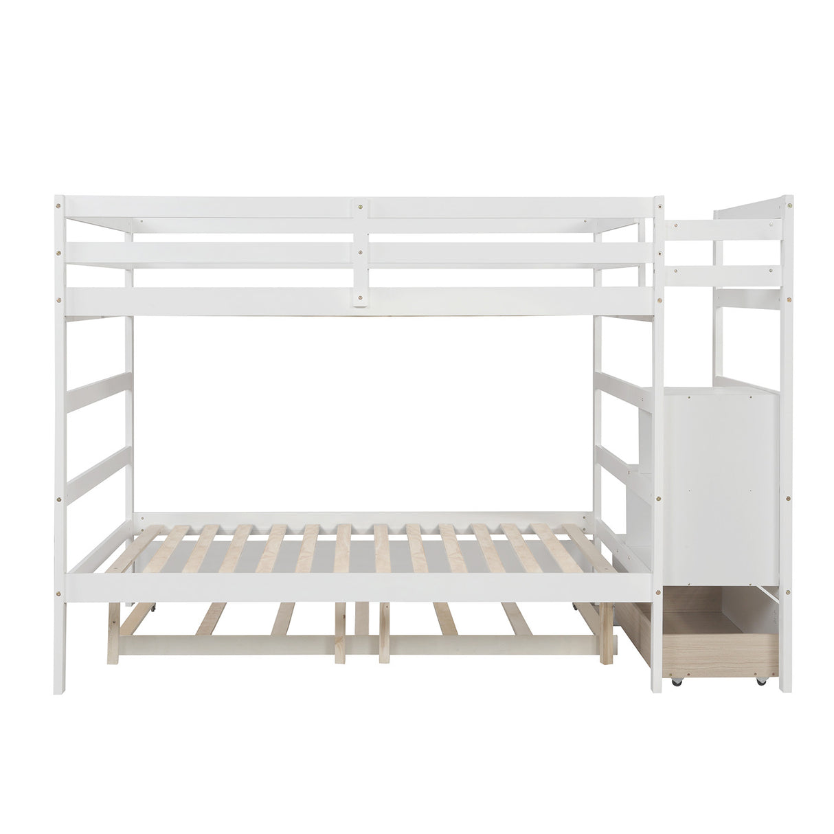 Full over Full Bunk Bed with Twin Size Trundle (White)(OLD SKU :LP000033AAK) - Home Elegance USA