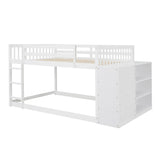 Full over Full Bunk Bed with 4 Drawers and 3 Shelves-White - Home Elegance USA