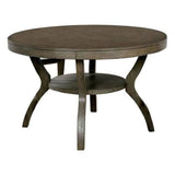 Rustic Grey Solid wood Round Dining Table w Shelf Dining Room Furniture 1pc Table Only - Home Elegance USA