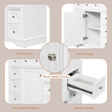 36" Bathroom Vanity with Sink Combo, One Cabinet and Six Drawers, Solid Wood and MDF Board, White - SY999404AAK - image - 5