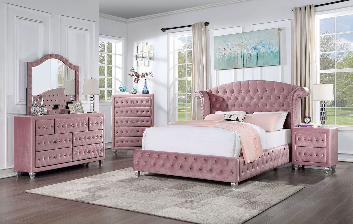 Zohar - 5 Piece Queen Bedroom Set With Chest - Pink - Home Elegance USA