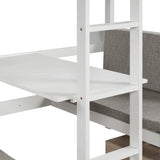 Functional Loft Bed (turn into upper bed and down desk，cushion sets are free),Twin Size,White - Home Elegance USA