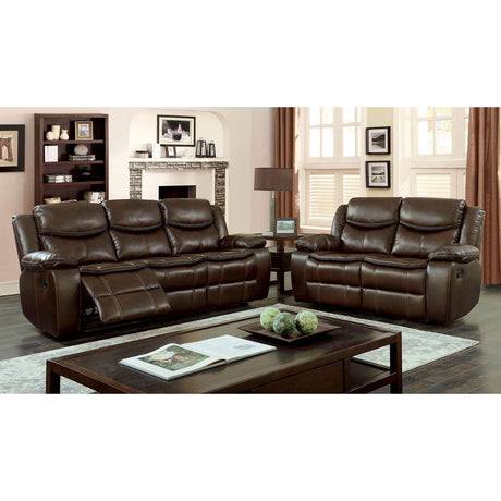 Pollux - Sofa & Love Seat & Chair - Brown - Faux Leather - Home Elegance USA