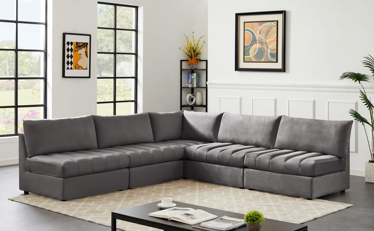 Jacob - Modular Sectional 5 Piece - Grey - Home Elegance USA