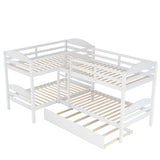 Twin L-Shaped Bunk bed with Trundle-White（OLD SKU:LP000024AAK) - Home Elegance USA