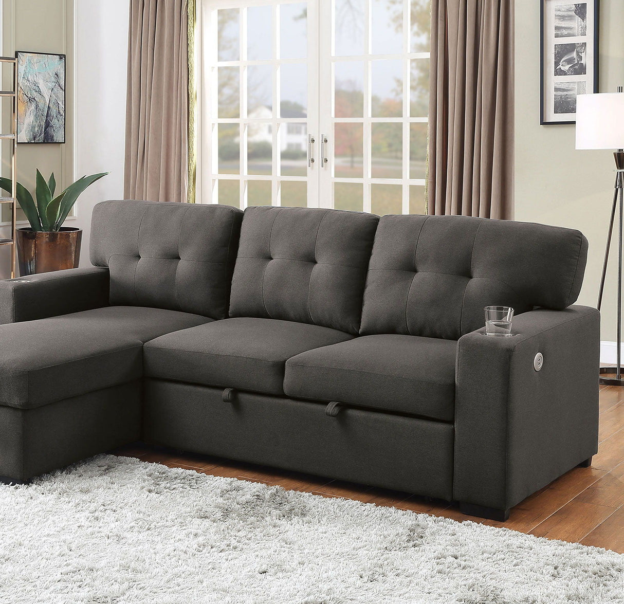 Sammy - Sectional - Dark Gray - Home Elegance USA