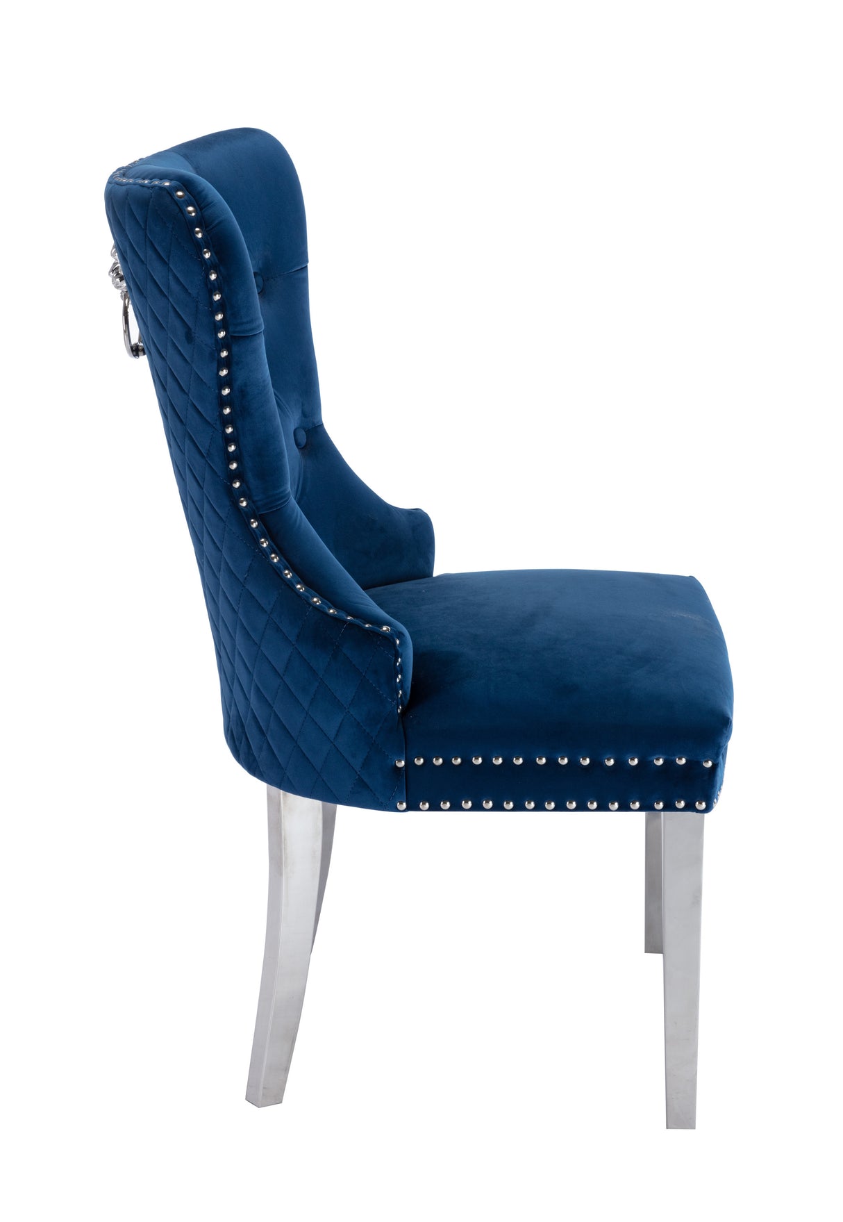 Simba Stainless Steel 2 Piece Chair Finish with Velvet Fabric in Blue - Home Elegance USA