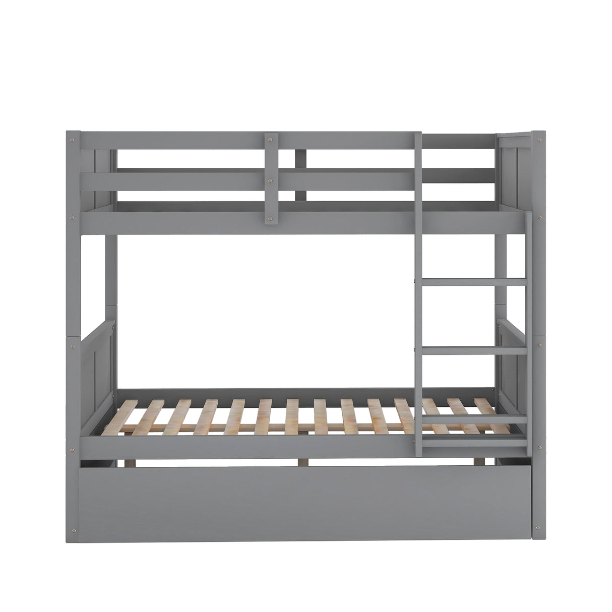 Full Over Full Bunk Bed with Twin Size Trundle, Gray ( old sku: LP000250AAE ) - Home Elegance USA