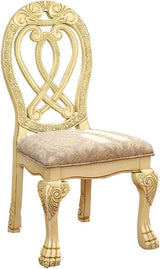 Formal Majestic Traditional Dining Chairs Vintage White Solid wood Fabric Seat Intricate Carved Details Set of 2 Side Chairs - Home Elegance USA